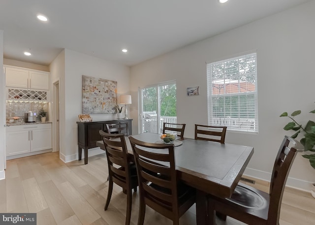 45375 Concord Way, California, MD 20619 - dining room featuring light wood-type flooring, bar, recessed lighting, and baseboards
