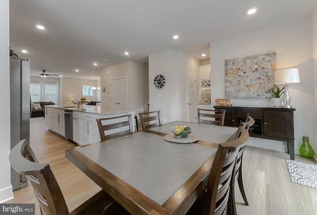 45375 Concord Way, California, MD 20619 - dining space featuring light wood-type flooring, recessed lighting, and ceiling fan