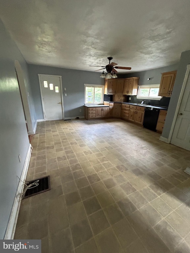 23341 Great Cove Rd, Mcconnellsburg, PA 17233 - kitchen with black dishwasher and a ceiling fan