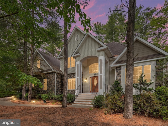 228 Sunset Cir, Cross Junction, VA 22625 - traditional-style home featuring stone siding and a shingled roof