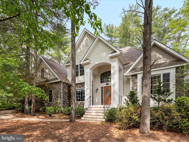 228 Sunset Cir, Cross Junction, VA 22625 - traditional-style home featuring stone siding and a shingled roof