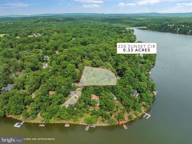 228 Sunset Cir, Cross Junction, VA 22625 - view of property location featuring a forest, a nearby body of water, and property boundaries highlighted