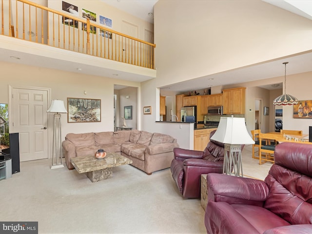 228 Sunset Cir, Cross Junction, VA 22625 - living area with a towering ceiling and light carpet