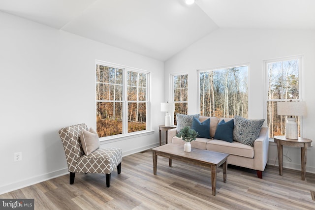 7443 Long Leaf Ln, King George, VA 22485 - sitting room featuring vaulted ceiling, wood finished floors, and baseboards