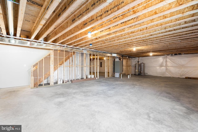 7443 Long Leaf Ln, King George, VA 22485 - unfinished below grade area featuring water heater and stairs