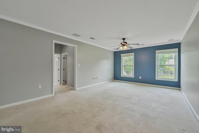 1176 Bandy Run Rd, Herndon, VA 20170 - carpeted empty room featuring ornamental molding, a ceiling fan, and baseboards