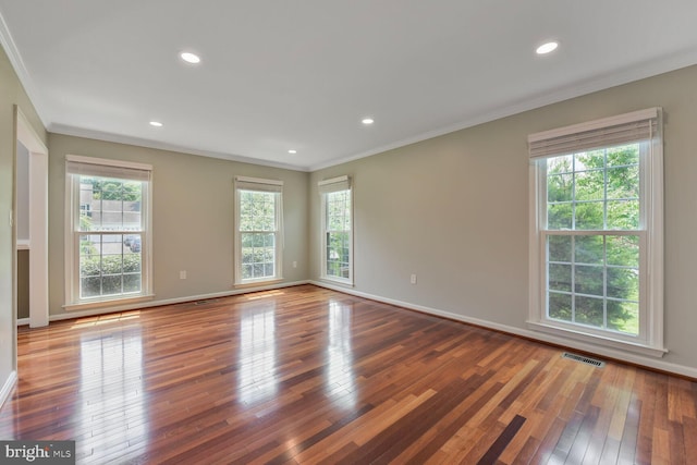 1176 Bandy Run Rd, Herndon, VA 20170 - unfurnished room with wood-type flooring, ornamental molding, baseboards, and recessed lighting
