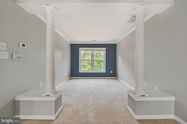 1176 Bandy Run Rd, Herndon, VA 20170 - carpeted spare room with crown molding, ornate columns, and baseboards