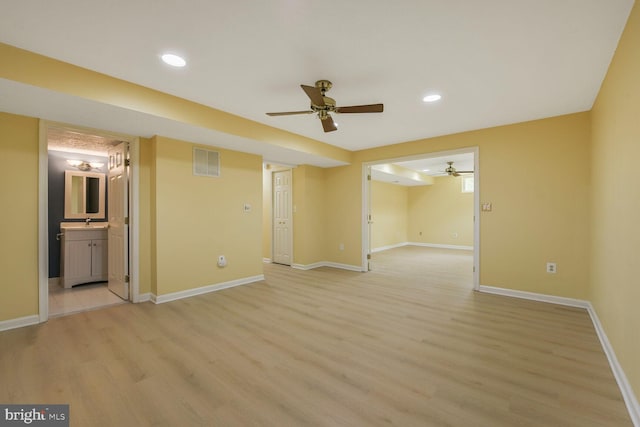 1176 Bandy Run Rd, Herndon, VA 20170 - spare room featuring ceiling fan, light wood finished floors, baseboards, and recessed lighting