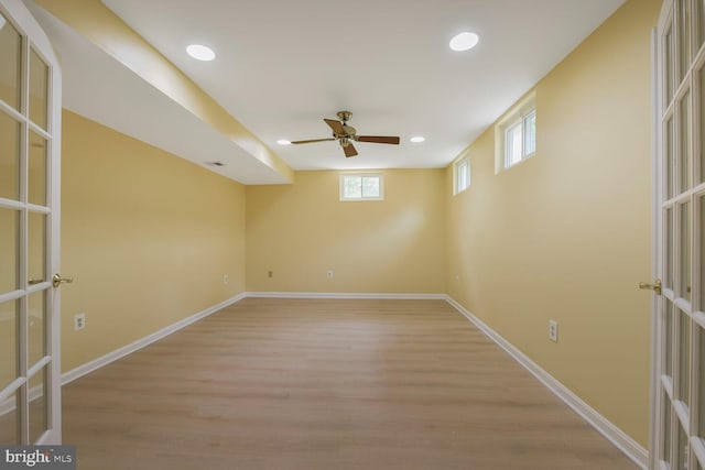 1176 Bandy Run Rd, Herndon, VA 20170 - unfurnished room with ceiling fan, recessed lighting, light wood finished floors, and baseboards
