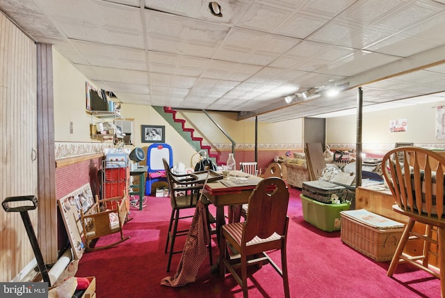4203 William Penn Hwy, Easton, PA 18045 - carpeted dining room with wainscoting and stairs