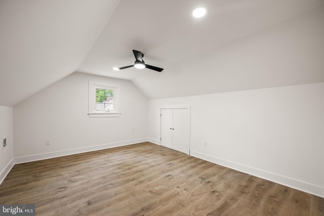 929 Gilbert Rd, Cheltenham, PA 19012 - additional living space with vaulted ceiling, wood finished floors, and a ceiling fan