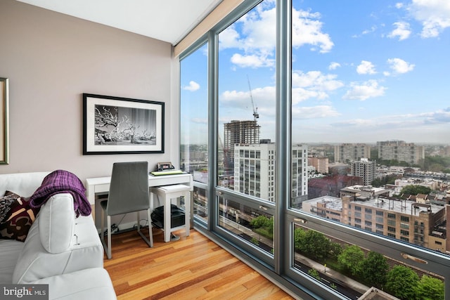 2101 Market St Unit 3408, Philadelphia, PA 19103 - office space featuring a city view, wood finished floors, and floor to ceiling windows