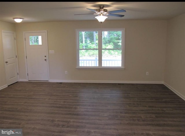 520 Glebe Rd S, Montross, VA 22520 - foyer with a ceiling fan, healthy amount of natural light, baseboards, and dark wood-style flooring