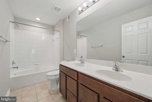 11 Worsham Ln, Fredericksburg, VA 22405 - bathroom with toilet, shower / washtub combination, tile patterned flooring, and double vanity