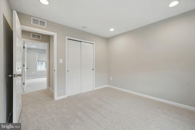 11 Worsham Ln, Fredericksburg, VA 22405 - unfurnished bedroom with light colored carpet, baseboards, a closet, and recessed lighting