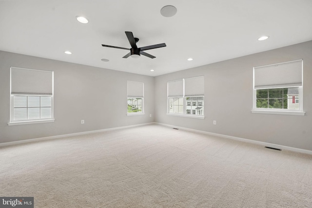 11 Worsham Ln, Fredericksburg, VA 22405 - empty room with a ceiling fan, baseboards, carpet, and recessed lighting