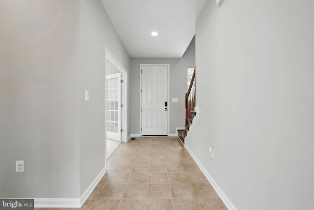 11 Worsham Ln, Fredericksburg, VA 22405 - doorway with baseboards, stairs, and recessed lighting