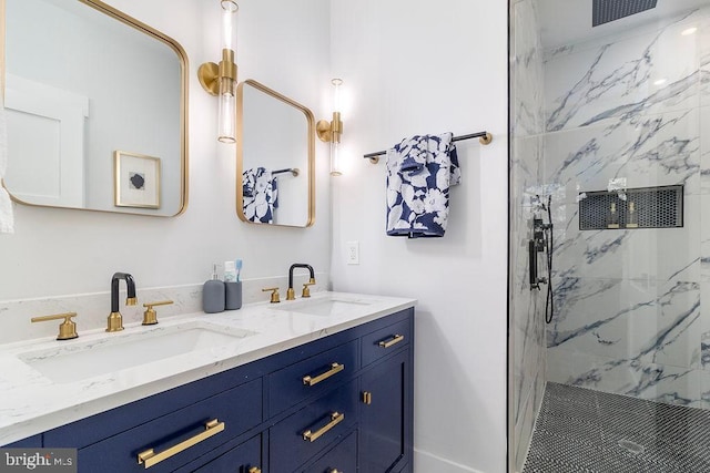 1242 Meigs Pl NE Unit C, Washington, DC 20002 - bathroom featuring double vanity and a marble finish shower