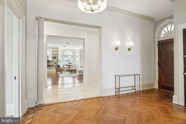 1830 S Rittenhouse Square 12C And 12D, Philadelphia, PA 19103 - foyer with decorative columns, baseboards, and ornamental molding