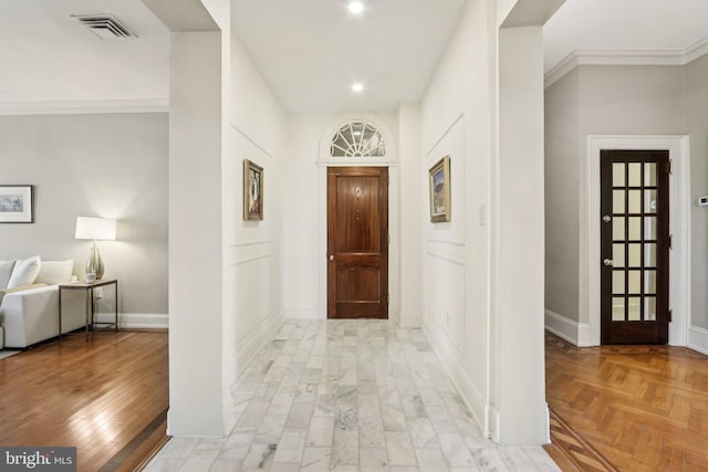 1830 S Rittenhouse Square 12C And 12D, Philadelphia, PA 19103 - foyer with baseboards, recessed lighting, and ornamental molding