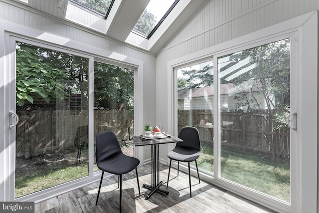 5634 8th Rd N, Arlington, VA 22205 - sunroom / solarium featuring vaulted ceiling, a skylight, and wood finished floors