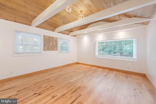9532 Lyons Mill Rd, Owings Mills, MD 21117 - empty room with healthy amount of natural light, wood ceiling, wood finished floors, and baseboards