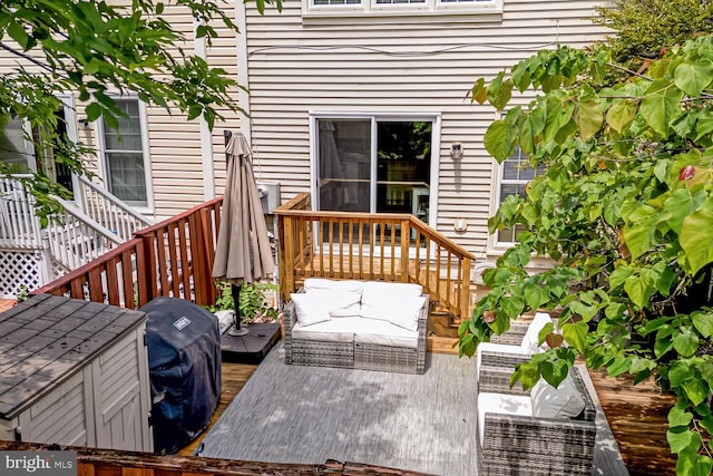43501 Plantation Ter, Ashburn, VA 20147 - wooden terrace with grilling area, stairway, and outdoor lounge area