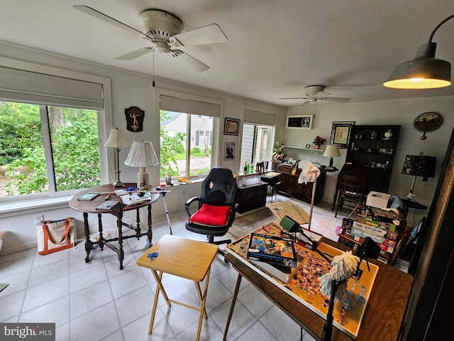 35 Read St, Seaford, DE 19973 - living room featuring ceiling fan, plenty of natural light, and tile patterned flooring