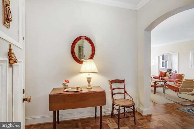 4000 Cathedral Ave NW Unit 517B, Washington, DC 20016 - living area with arched walkways and crown molding