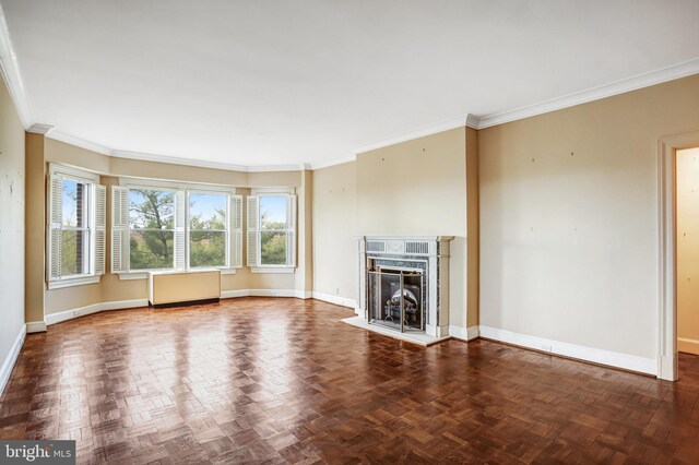 4000 Cathedral Ave NW Unit 517B, Washington, DC 20016 - unfurnished living room with ornamental molding and a fireplace