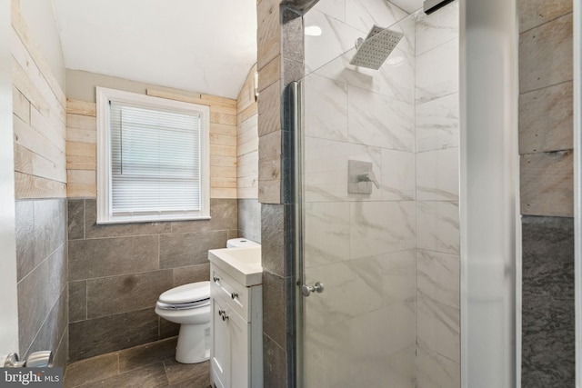 254 Bryn Mawr Ave, Lansdowne, PA 19050 - full bath with a stall shower, toilet, tile walls, and vanity