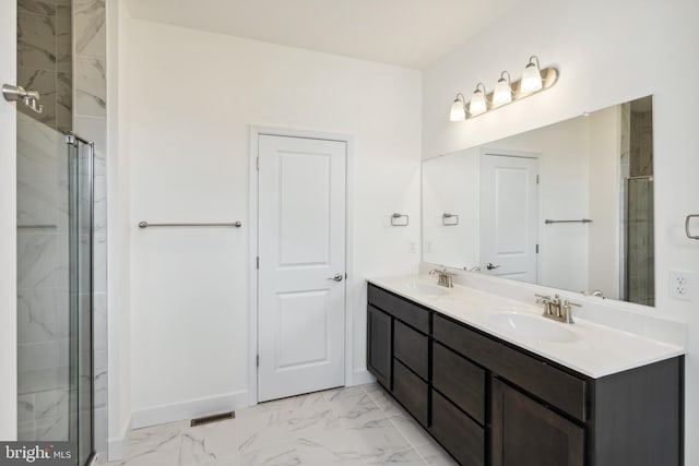2673 Victorian Dr Lot 64, Dover, PA 17315 - full bath featuring marble look tiles, double vanity, and a shower with door