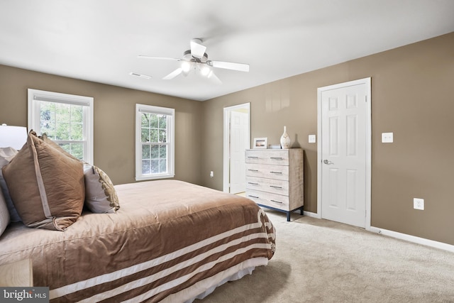 13412 Glen Taylor Ln, Herndon, VA 20171 - bedroom featuring light carpet and ceiling fan