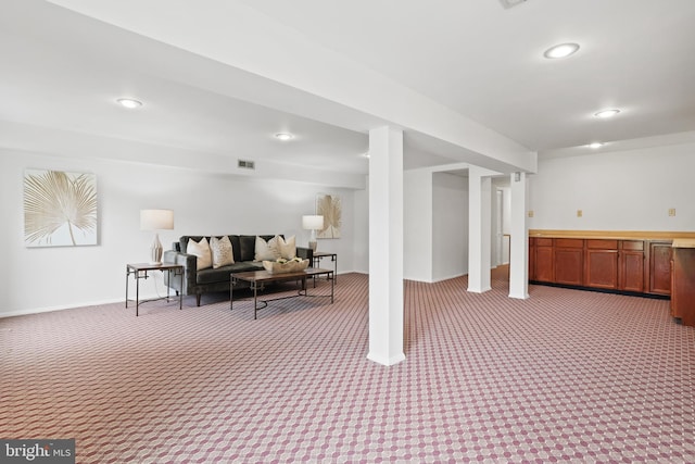 13412 Glen Taylor Ln, Herndon, VA 20171 - finished basement with light carpet and recessed lighting