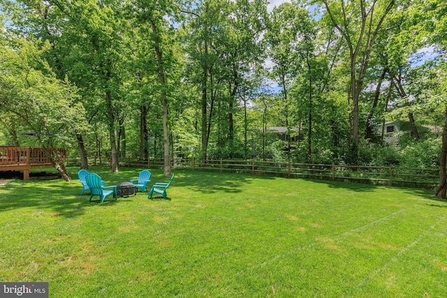 6316 Ferryboat Cir, Columbia, MD 21044 - view of yard with a deck and a fire pit