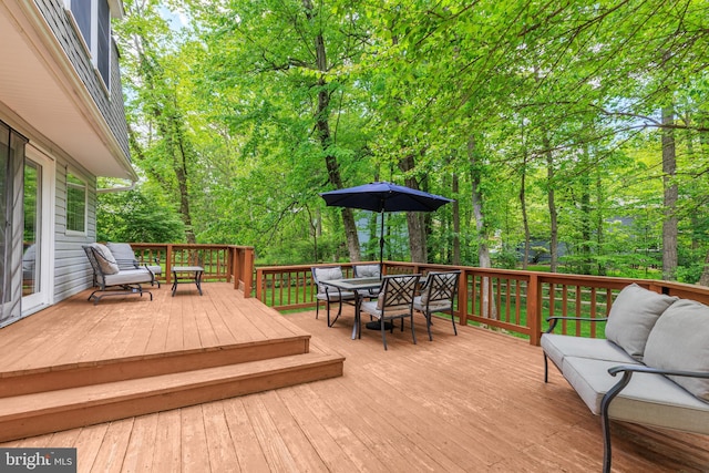 6316 Ferryboat Cir, Columbia, MD 21044 - wooden terrace featuring outdoor dining area and an outdoor living space