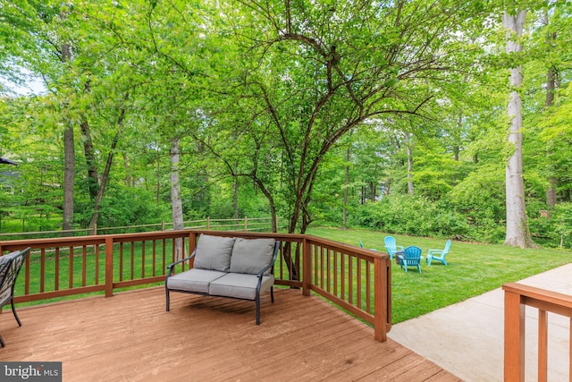 6316 Ferryboat Cir, Columbia, MD 21044 - wooden deck featuring a lawn and outdoor lounge area