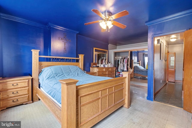 133 W Norris St, Philadelphia, PA 19122 - bedroom featuring a closet, ornamental molding, and a ceiling fan