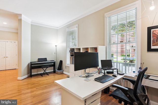 713 Bright Meadow Dr, Gaithersburg, MD 20878 - office space with ornamental molding, plenty of natural light, light wood-style floors, and recessed lighting