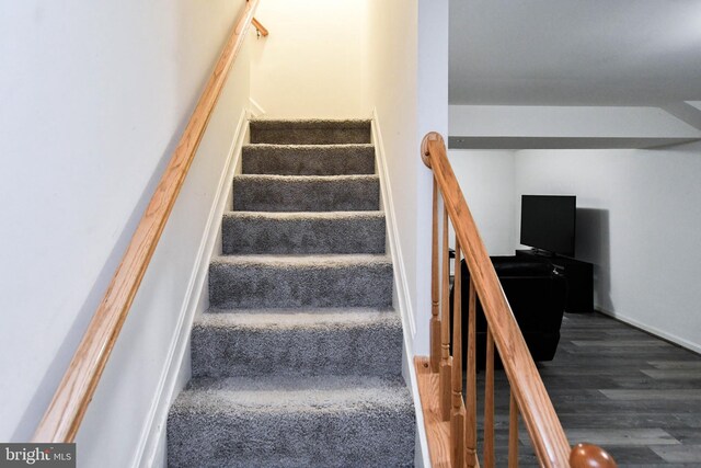 11212 Snowden Pond Rd, Laurel, MD 20708 - staircase with wood finished floors and baseboards