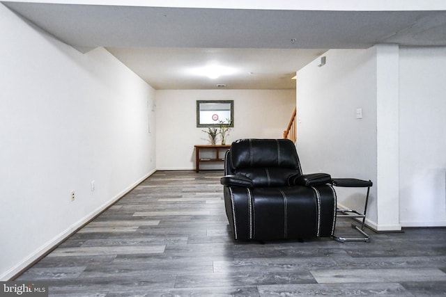 11212 Snowden Pond Rd, Laurel, MD 20708 - living area with wood finished floors, baseboards, and stairs