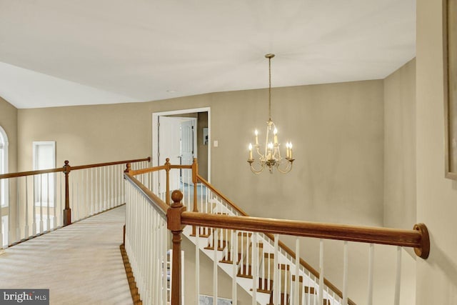 12 Fox Glen Dr, Reading, PA 19608 - corridor featuring a chandelier, an upstairs landing, and carpet floors