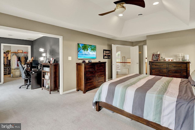 12 Fox Glen Dr, Reading, PA 19608 - bedroom featuring light carpet, baseboards, recessed lighting, ceiling fan, and a desk