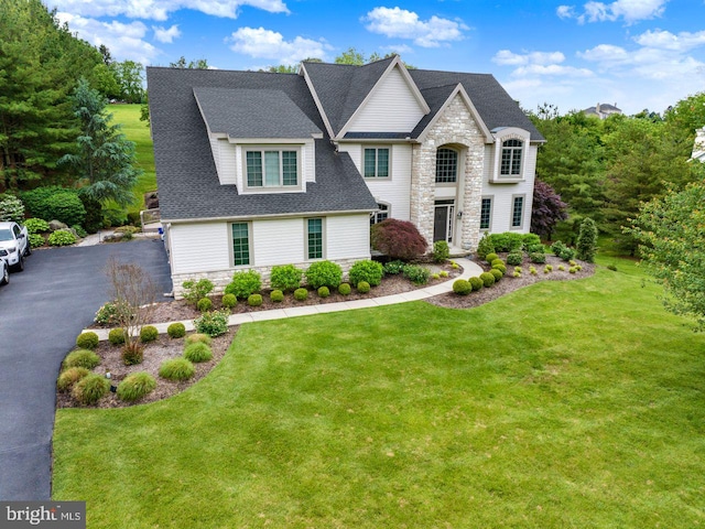 12 Fox Glen Dr, Reading, PA 19608 - view of front of home featuring stone siding and a front lawn