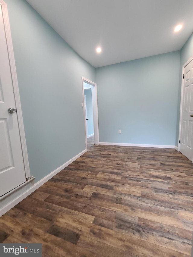 1218 Fidelity St, Reading, PA 19604 - spare room with baseboards, dark wood finished floors, and recessed lighting