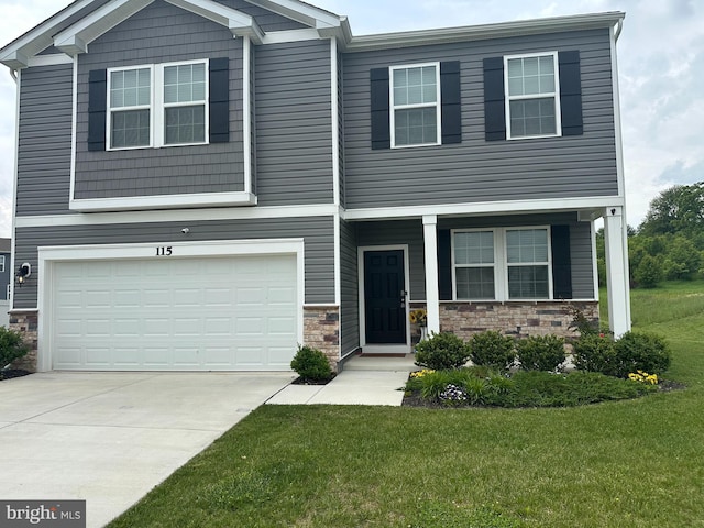 115 Bell Tower Ln, Charles Town, WV 25414 - craftsman-style home featuring a front lawn, a garage, and driveway