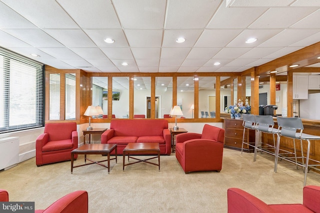801 N Pitt St Unit 505, Alexandria, VA 22314 - carpeted living room with recessed lighting and a paneled ceiling