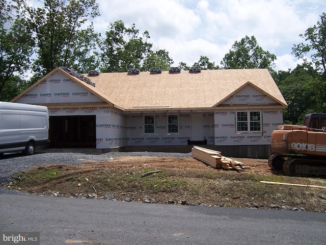 223 Fairview Oaks Ln, Berkeley Springs, WV 25411 - property under construction with an attached garage and a shingled roof