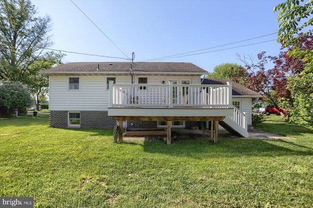 1507 Hemlock Ave, Carlisle, PA 17013 - rear view of property with a wooden deck, a lawn, and stairs